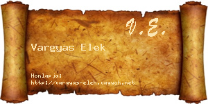 Vargyas Elek névjegykártya